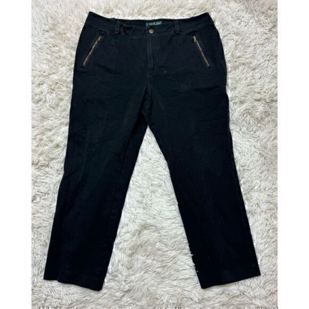 Women’s Lauren Ralph Lauren High Rise Petite Black Crop Pants Size 12 Petite